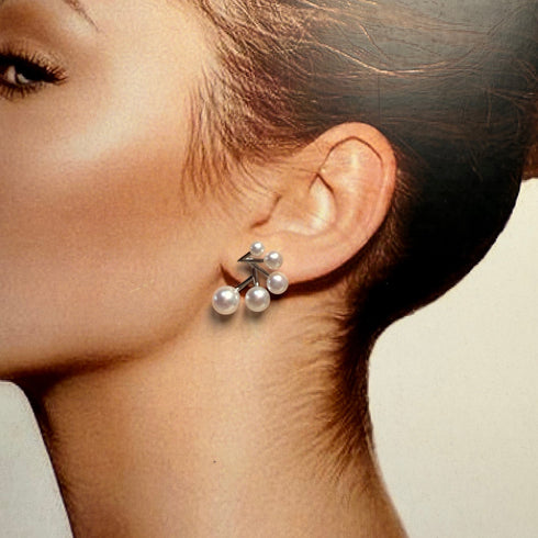 Sparkle Pearl Silver Earrings